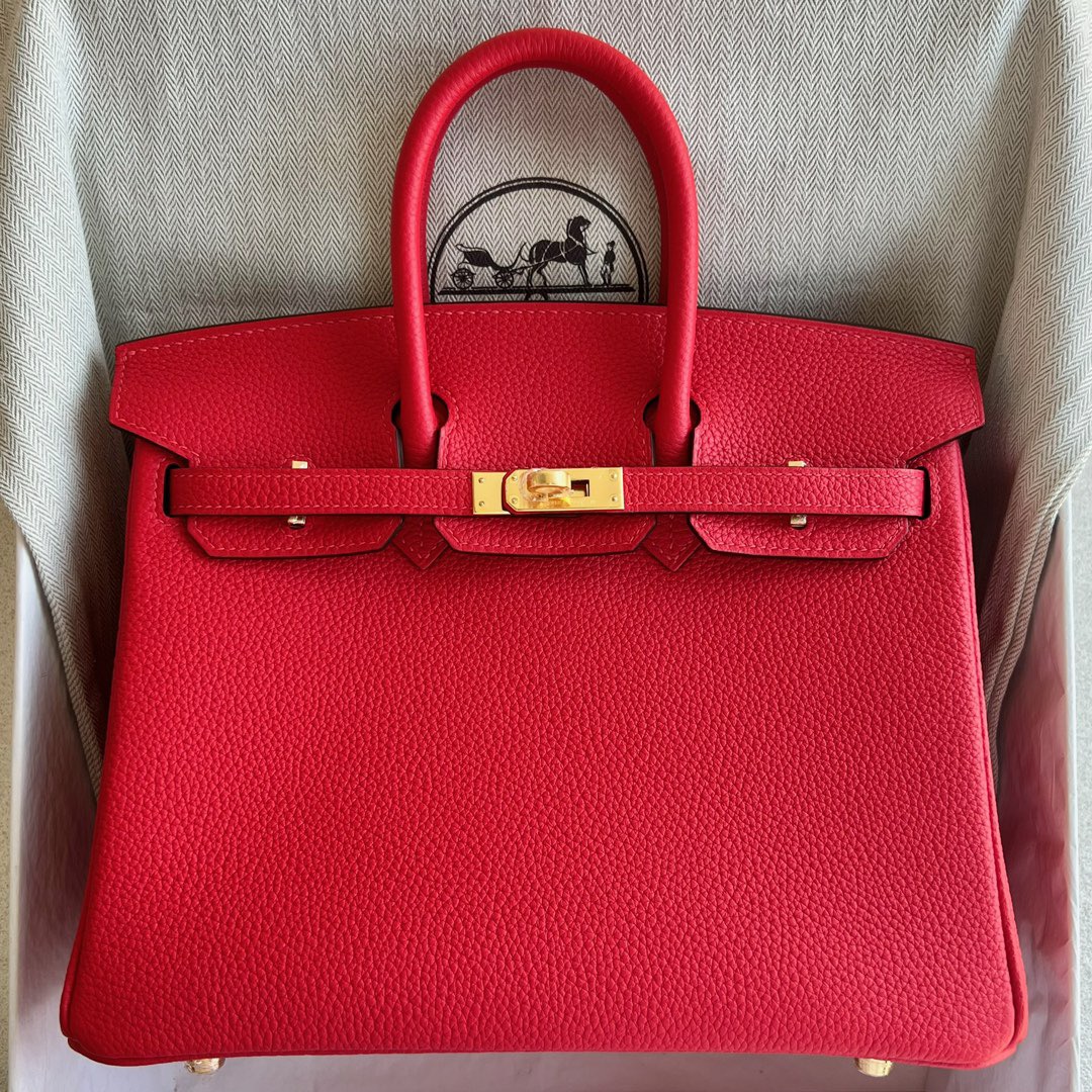 愛馬仕包包旗艦店入口 Hermès Birkin 25 Togo Leather Color S3 Rouge coeur心紅色金色五金