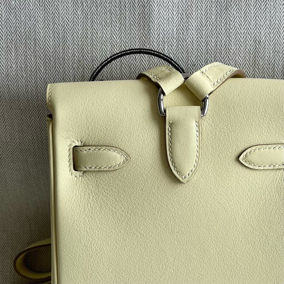 愛馬仕香港網站地址 Hermès Kelly Jump Small Backpack Swift i8 Jaune Milton密爾頓黃銀色五金