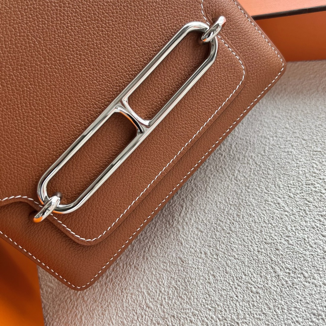愛馬仕女包泰國王權免稅店Hermès Roulis Mini 18 Evercolor CK37 Gold 金棕色 銀色五金