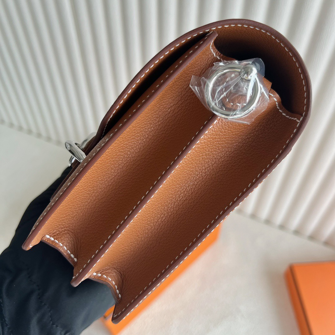 愛馬仕女包泰國王權免稅店Hermès Roulis Mini 18 Evercolor CK37 Gold 金棕色 銀色五金