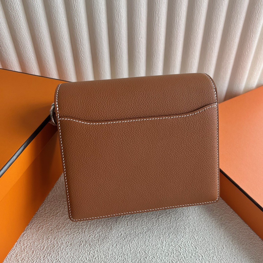 愛馬仕女包泰國王權免稅店Hermès Roulis Mini 18 Evercolor CK37 Gold 金棕色 銀色五金