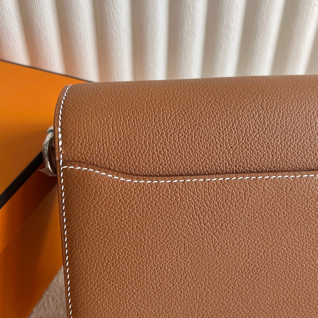 愛馬仕女包泰國王權免稅店Hermès Roulis Mini 18 Evercolor CK37 Gold 金棕色 銀色五金