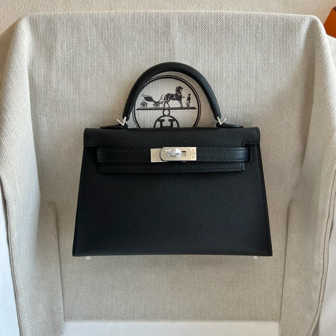 愛馬仕女包價格與圖 Hermès Kelly Mini Sellier 19cm Epsom Leather 顏色黑色 銀色五金