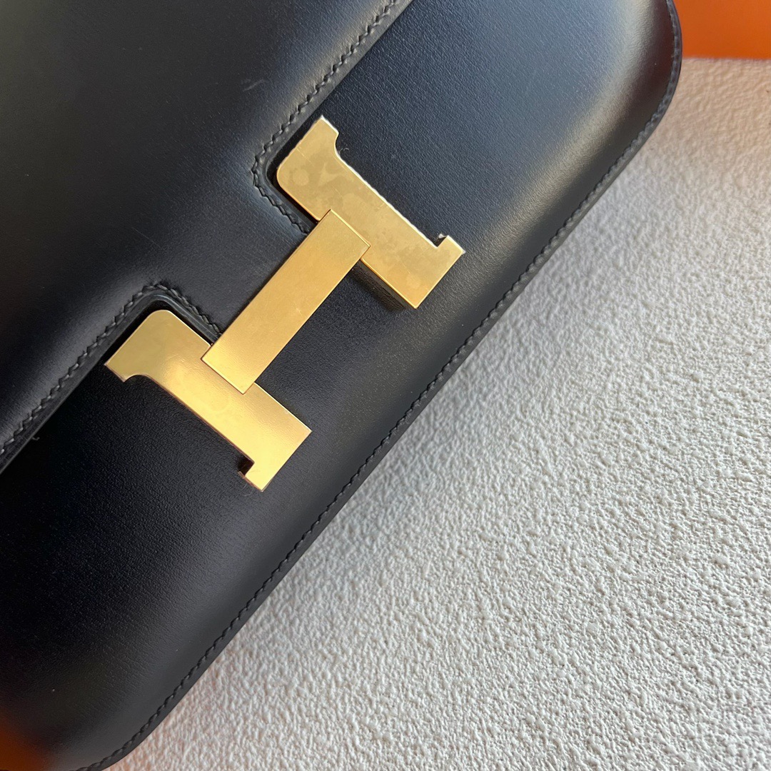 愛馬仕奢華品牌包款 Hermès Constance Elan 23 鏡面盒色黑色 金色五金