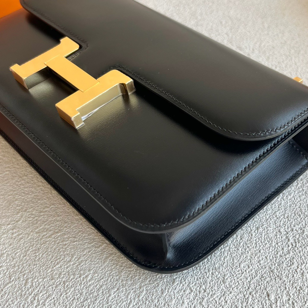 愛馬仕奢華品牌包款 Hermès Constance Elan 23 鏡面盒色黑色 金色五金