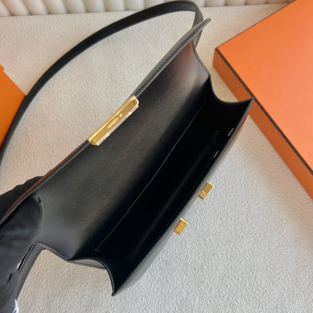 愛馬仕奢華品牌包款 Hermès Constance Elan 23 鏡面盒色黑色 金色五金