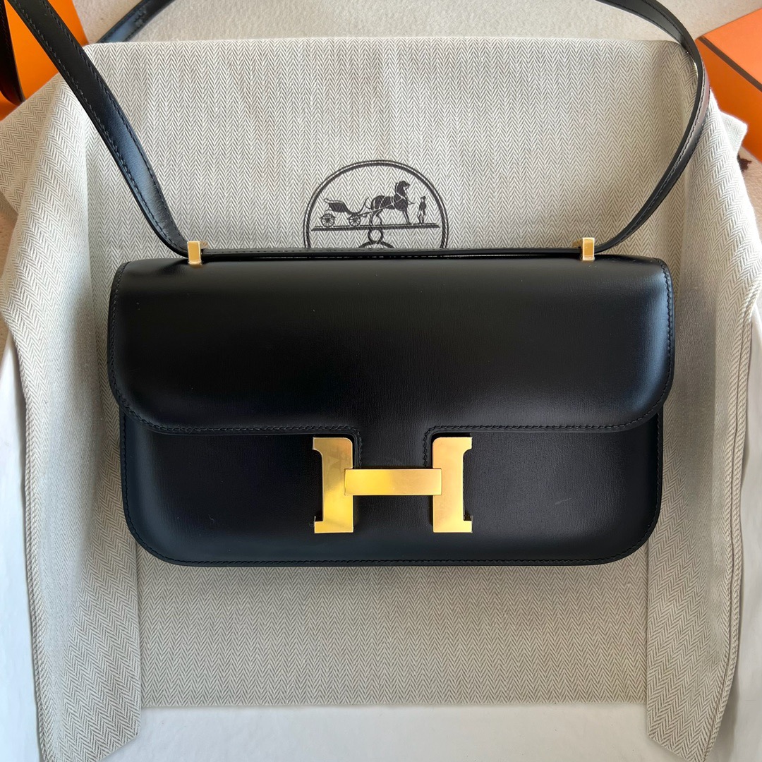 愛馬仕奢華品牌包款 Hermès Constance Elan 23 鏡面盒色黑色 金色五金