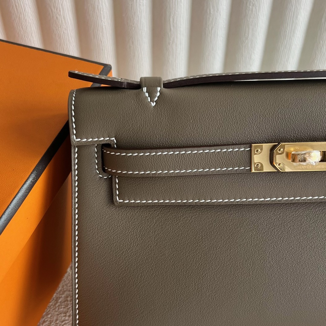 愛馬仕泰國王權免稅店 Hermès Mini Kelly Pochette Swift Leather 大象灰 金色五金