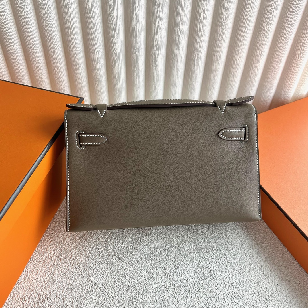 愛馬仕泰國王權免稅店 Hermès Mini Kelly Pochette Swift Leather 大象灰 金色五金