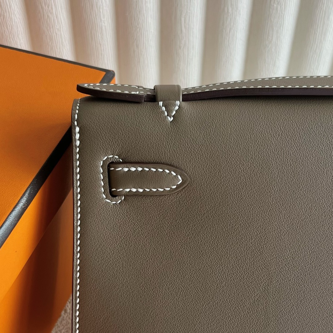 愛馬仕泰國王權免稅店 Hermès Mini Kelly Pochette Swift Leather 大象灰 金色五金