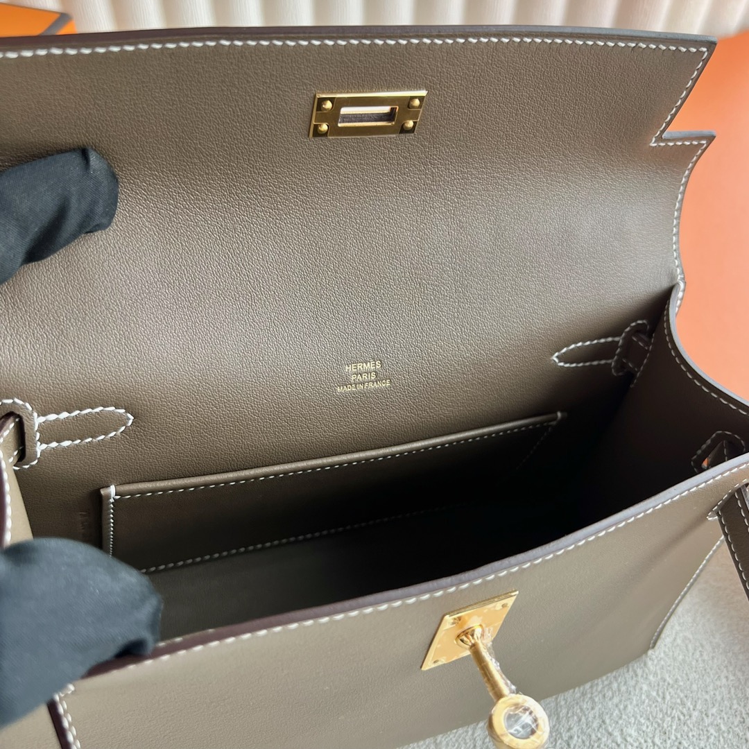 愛馬仕泰國王權免稅店 Hermès Mini Kelly Pochette Swift Leather 大象灰 金色五金