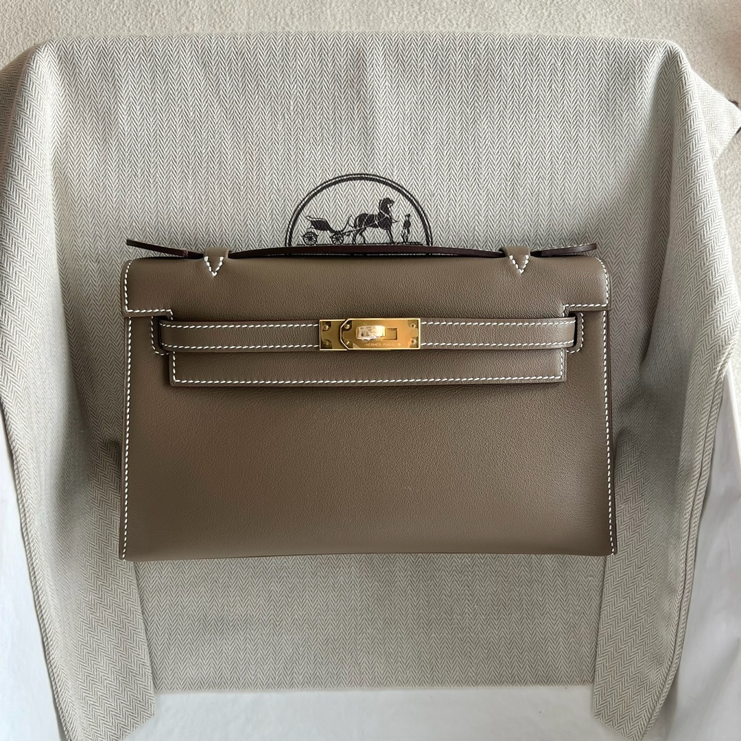 愛馬仕泰國王權免稅店 Hermès Mini Kelly Pochette Swift Leather 大象灰 金色五金