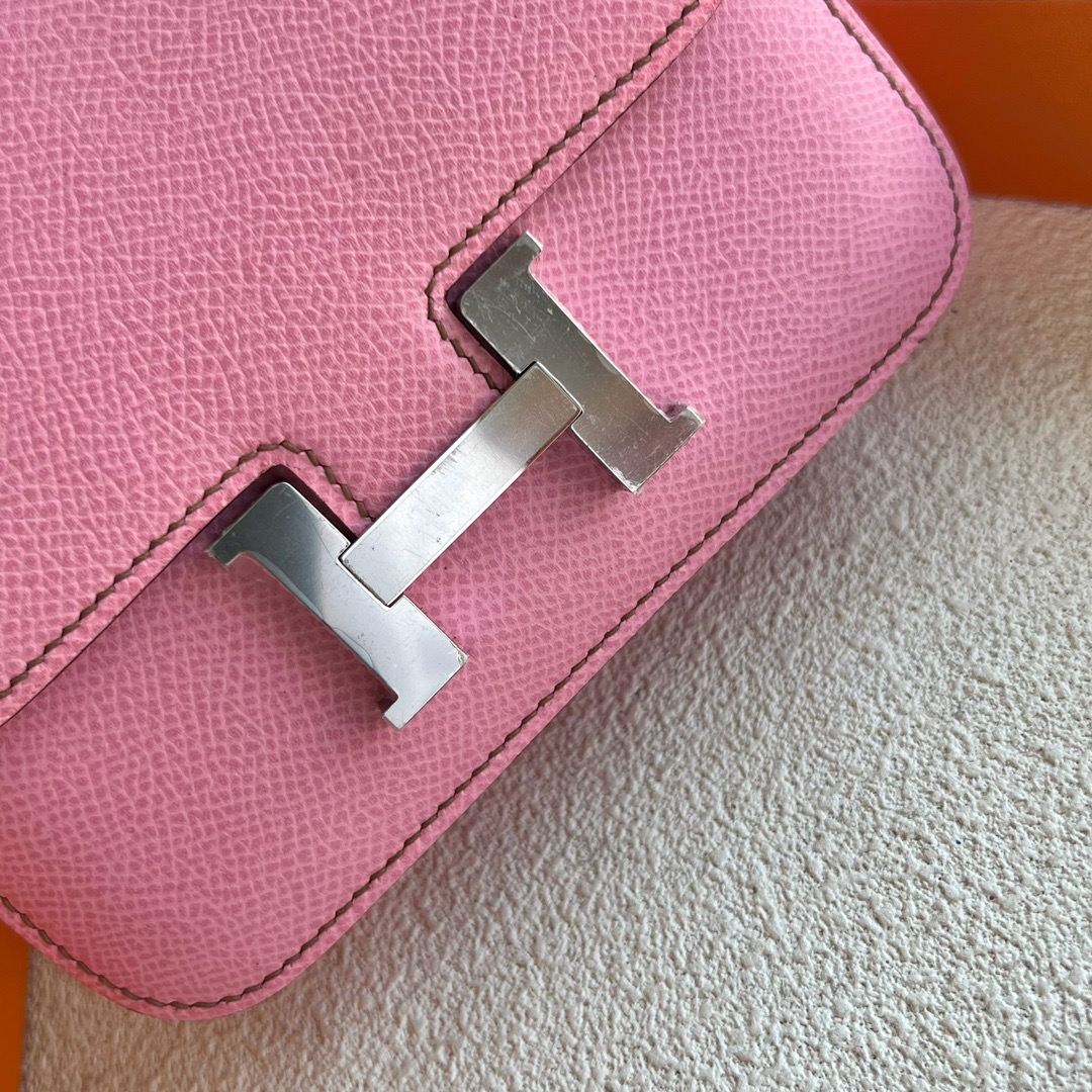 愛馬仕香港太古廣場專門店 Hermès Constance Mini 14 Epsom 5P Bubblegum Pink 樱花粉 銀色五金