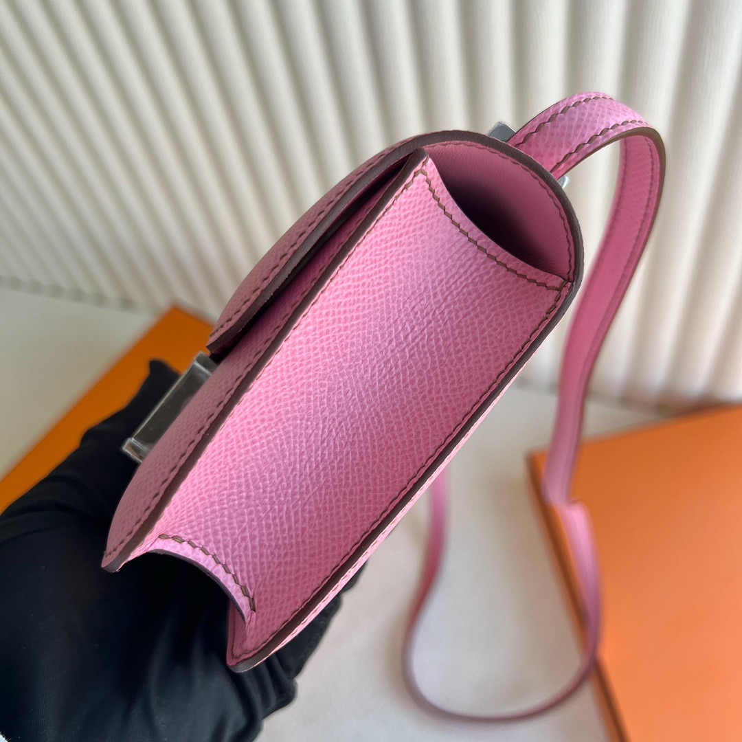愛馬仕香港太古廣場專門店 Hermès Constance Mini 14 Epsom 5P Bubblegum Pink 樱花粉 銀色五金