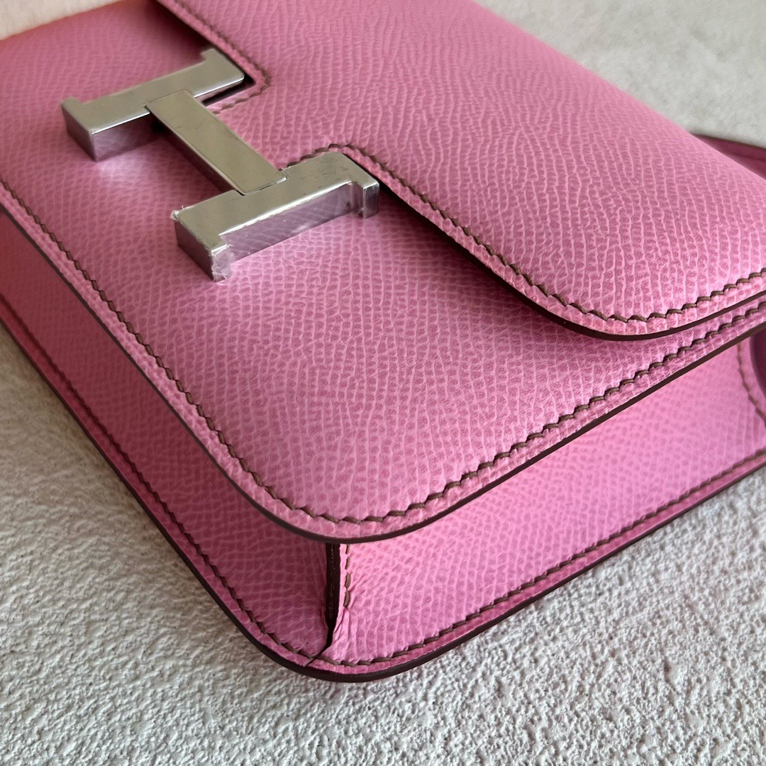 愛馬仕香港太古廣場專門店 Hermès Constance Mini 14 Epsom 5P Bubblegum Pink 樱花粉 銀色五金