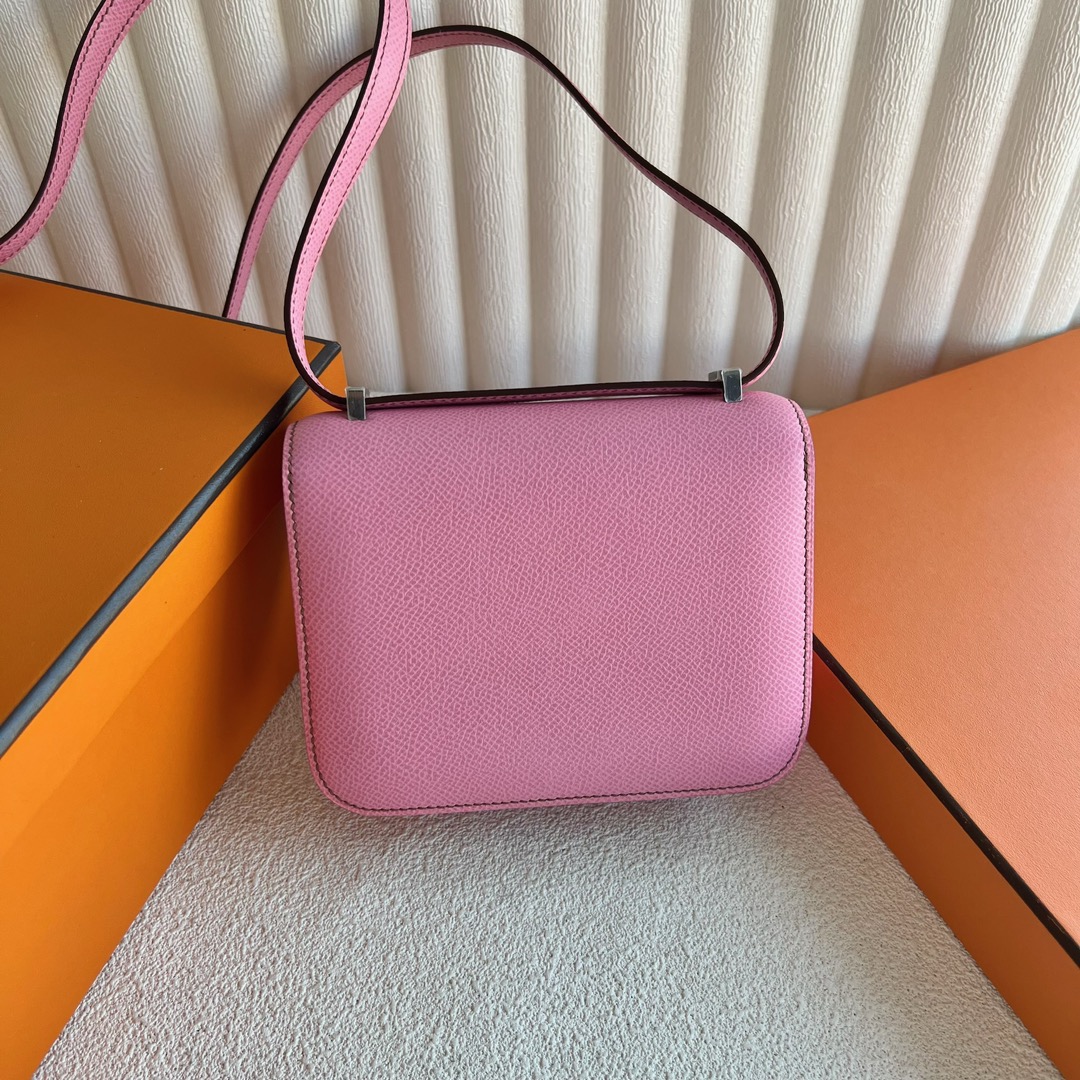 愛馬仕香港太古廣場專門店 Hermès Constance Mini 14 Epsom 5P Bubblegum Pink 樱花粉 銀色五金