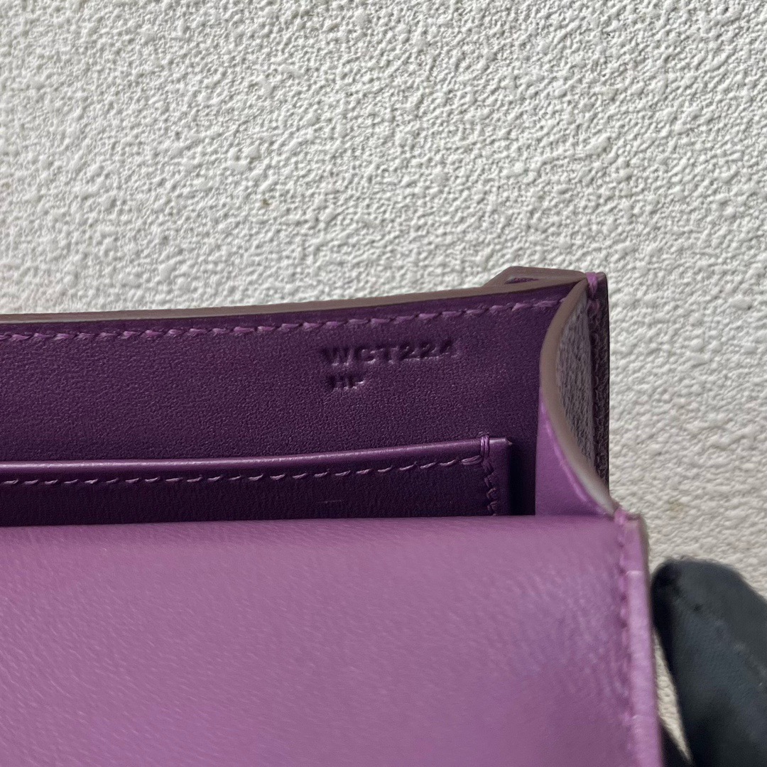 愛馬仕香港置地太子專賣店 Hermès Verrou 17.5 山羊皮顏色P9 Anemone海葵紫金色五金