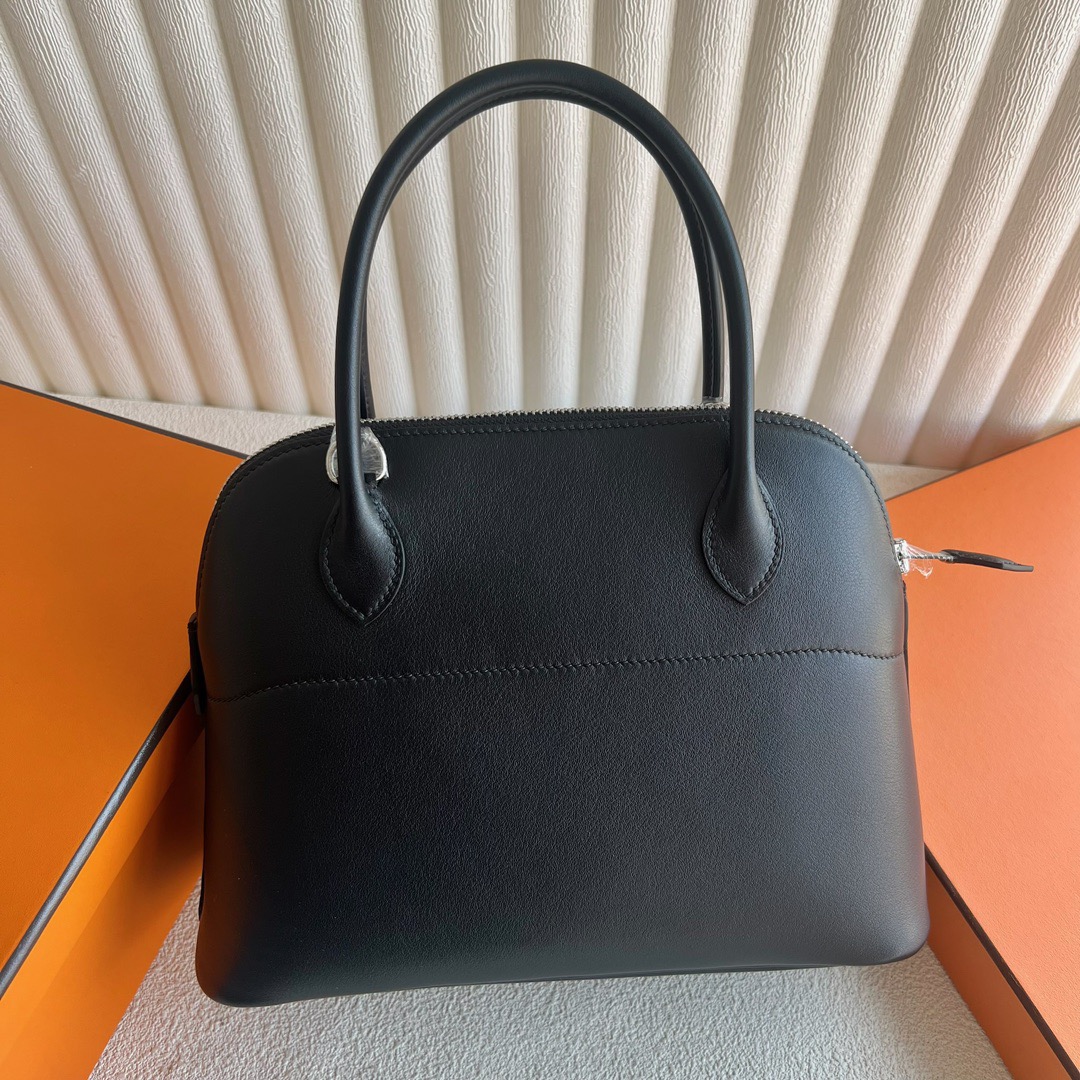 愛馬仕包包經典款 Hermès Bolide 27 Swift Leather 顏色黑色銀色五金