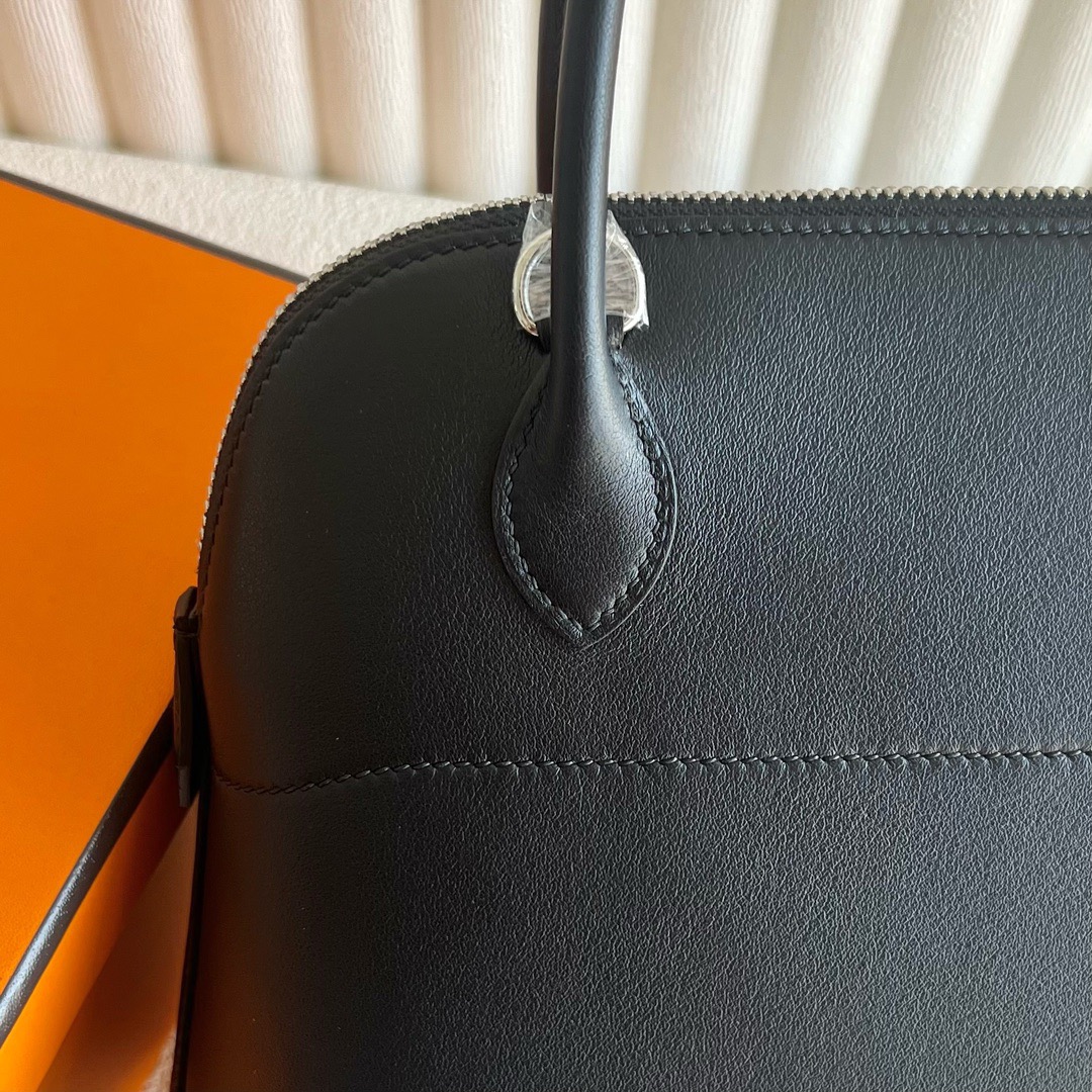 愛馬仕包包經典款 Hermès Bolide 27 Swift Leather 顏色黑色銀色五金