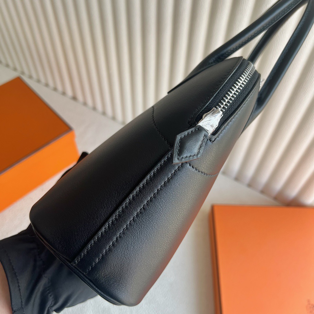 愛馬仕包包經典款 Hermès Bolide 27 Swift Leather 顏色黑色銀色五金