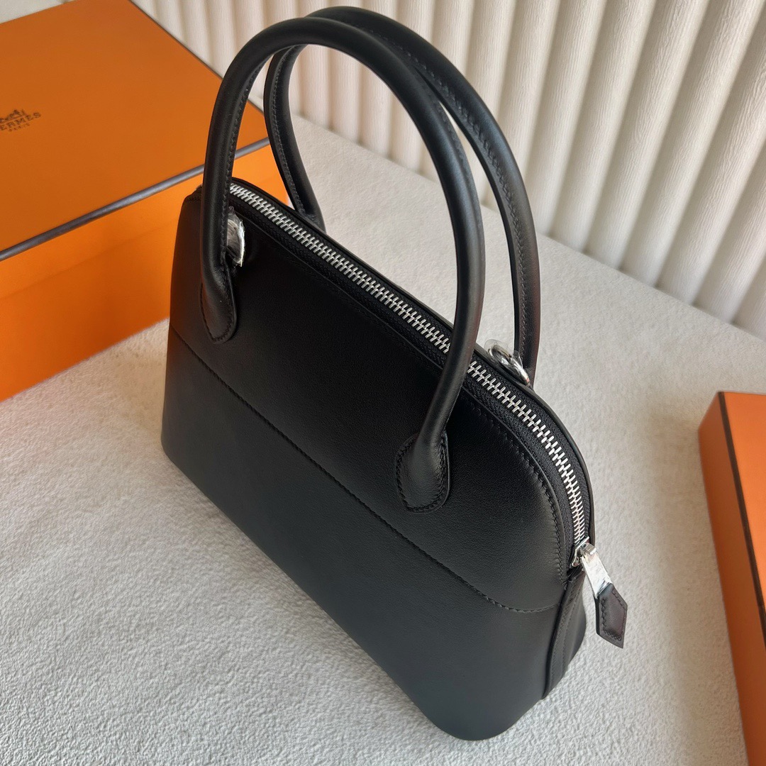 愛馬仕包包經典款 Hermès Bolide 27 Swift Leather 顏色黑色銀色五金