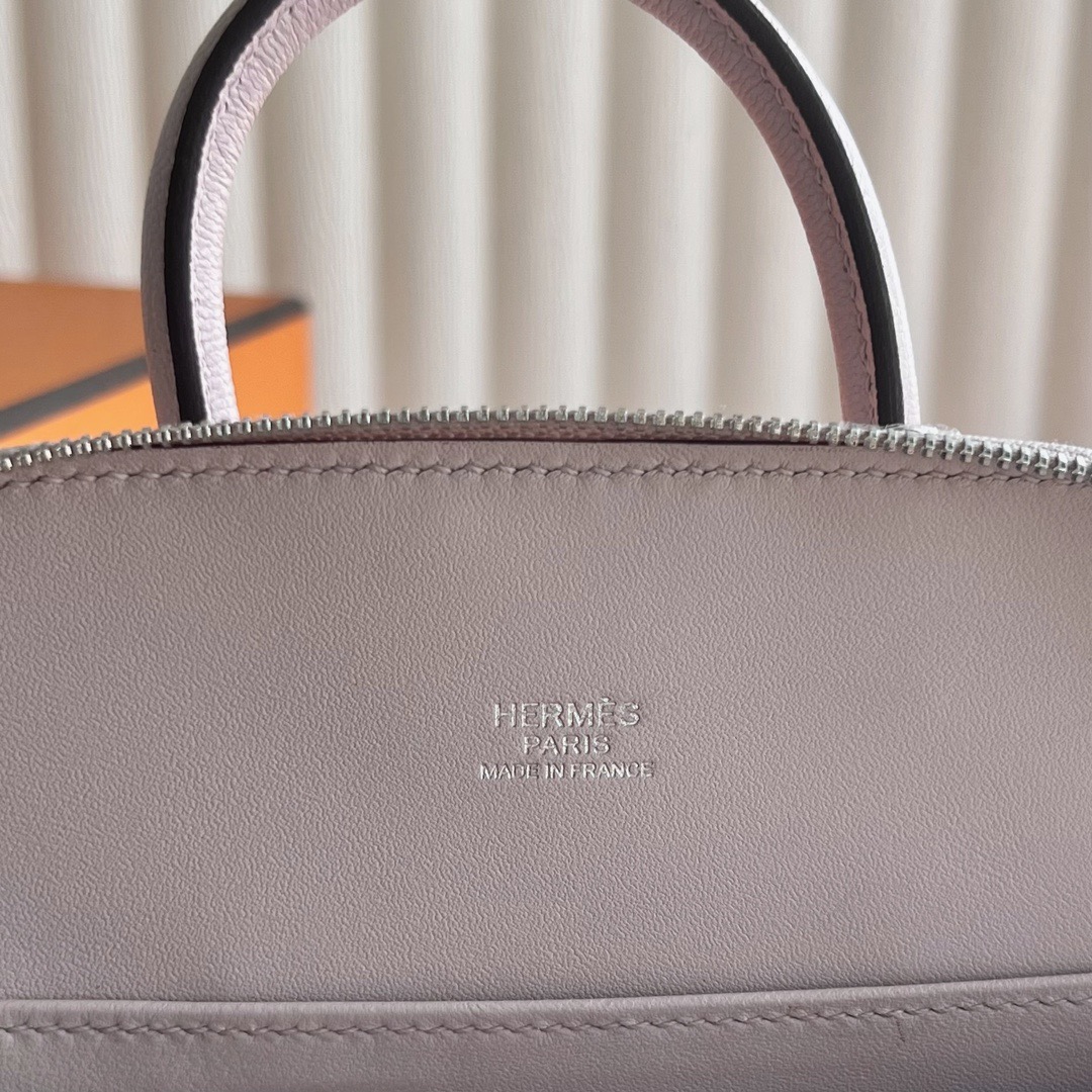 愛馬仕迷你保齡球包Hermès Mini Bolide 20山羊皮顏色M7 Rose Darling戀愛粉銀色五金