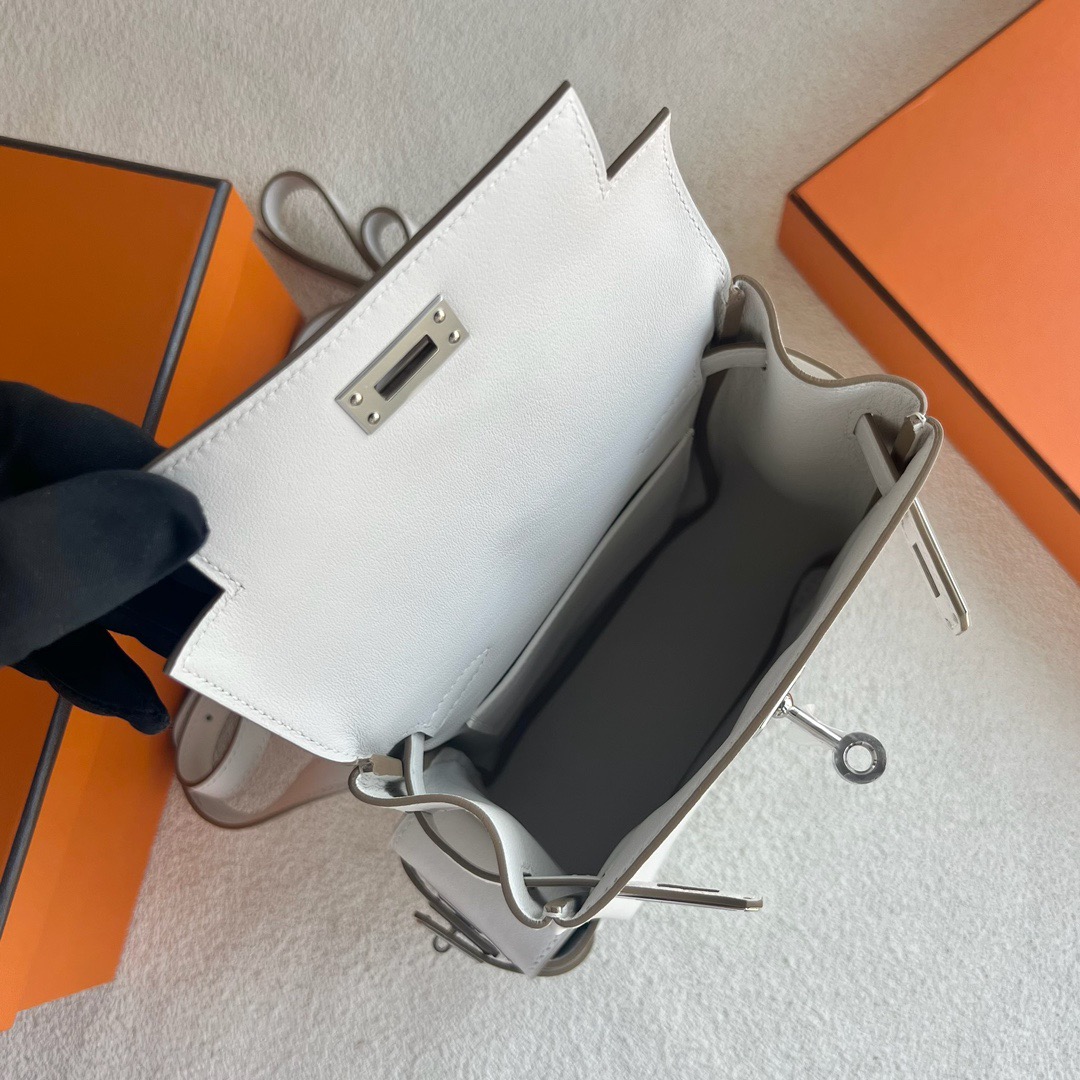 愛馬仕小背包多少錢價格Hermès Kelly Jump Swift M4 Gris Pale奶灰色銀色五金