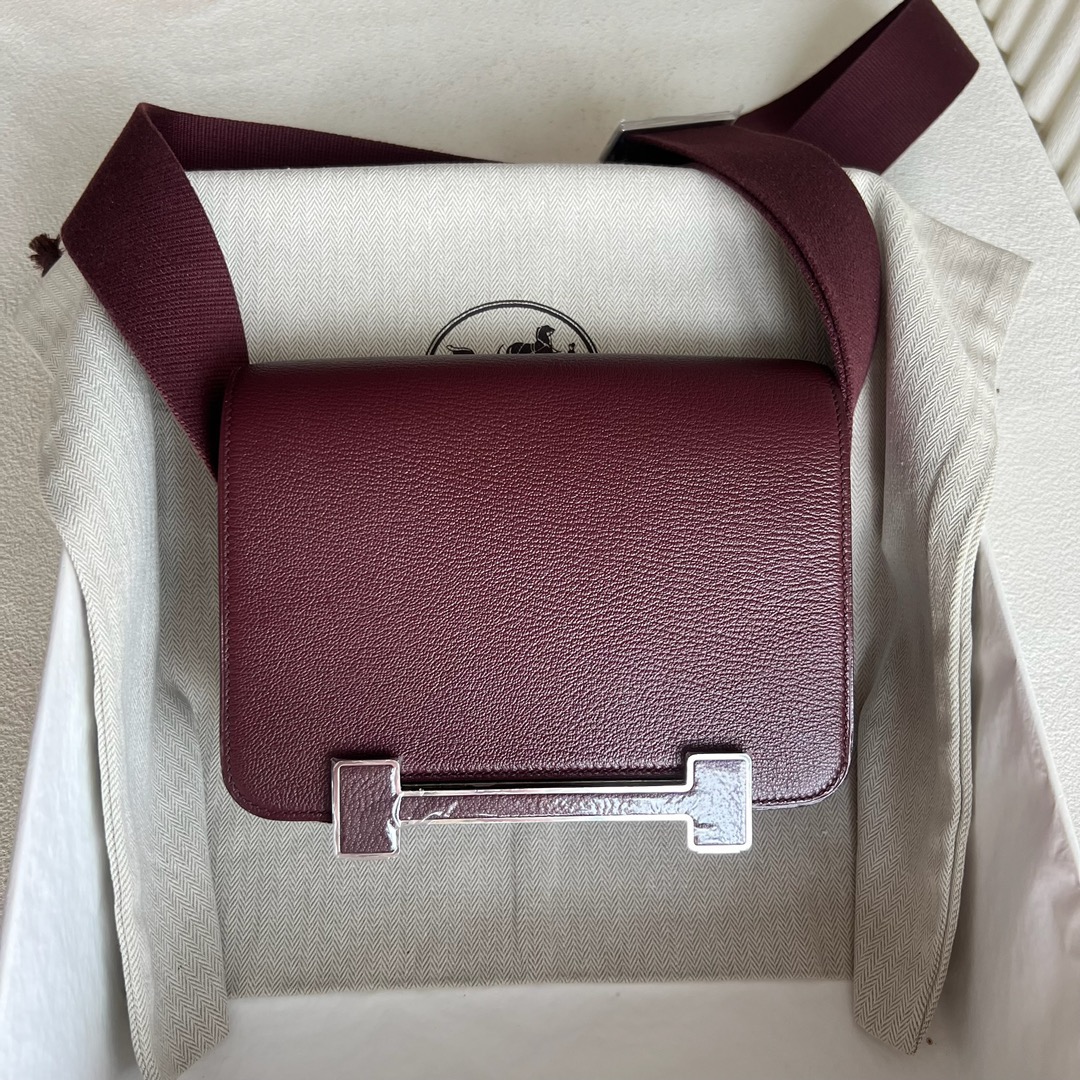 愛馬仕木屐包圖片 Hermès Geta 20cm 山羊皮顏色CK55 Rouge H愛馬仕紅 銀色五金