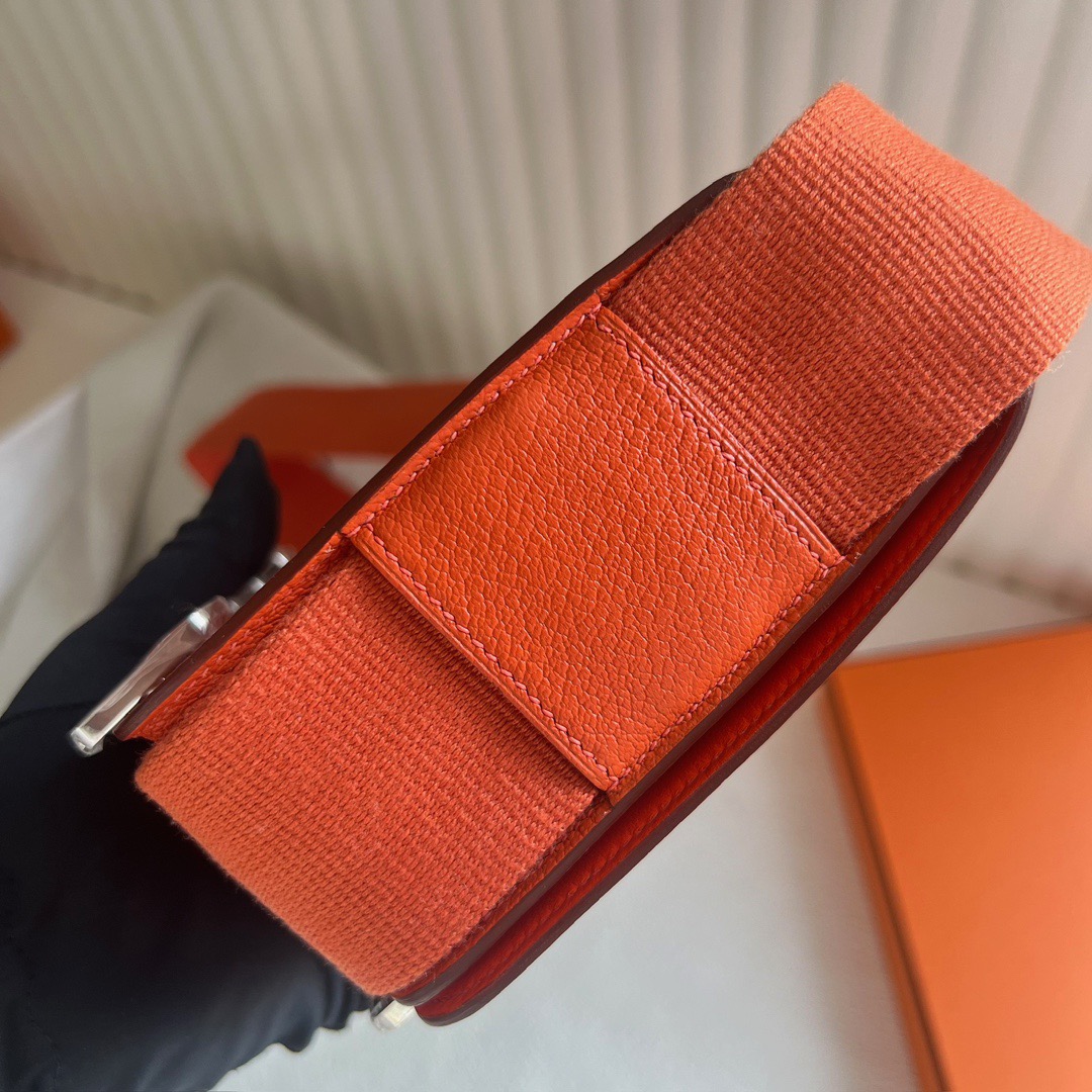愛馬仕木屐包多少錢一隻Hermès Geta 20cm 山羊皮顏色9J Feu火焰橙 銀色五金