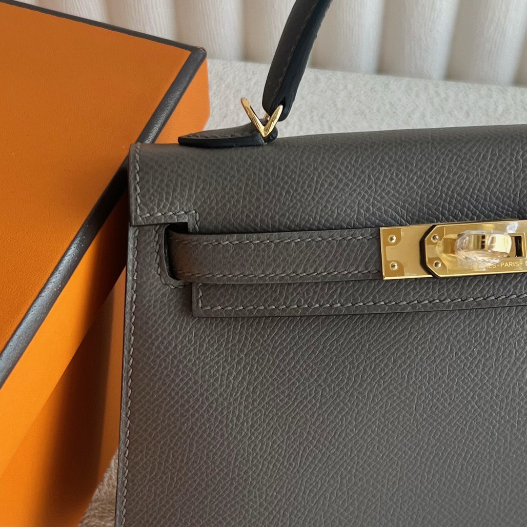 愛馬仕迷你凱莉2代價格 Hermès Kelly Mini Sellier Epsom 顏色8F Etain錫器灰 金色五金