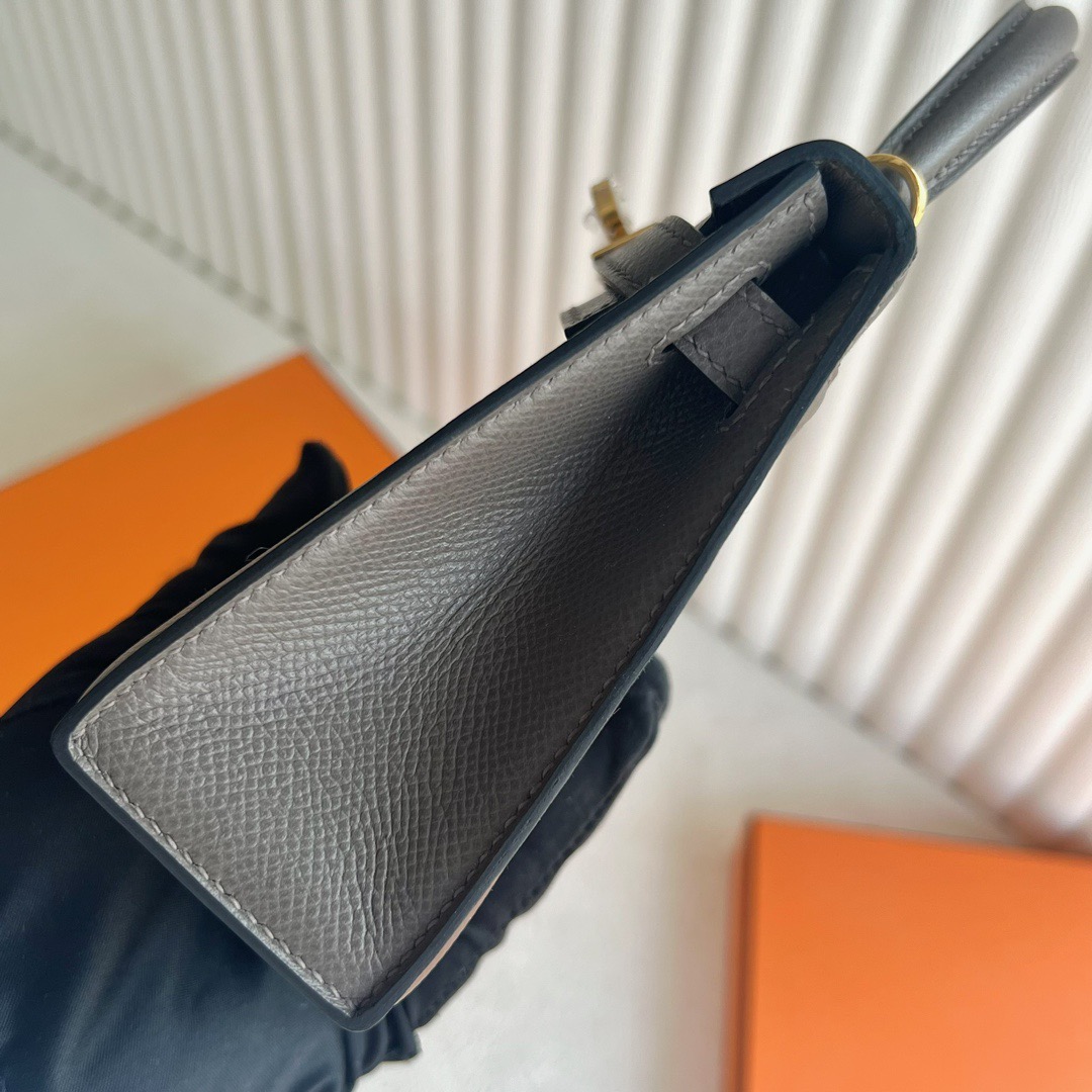 愛馬仕迷你凱莉2代價格 Hermès Kelly Mini Sellier Epsom 顏色8F Etain錫器灰 金色五金