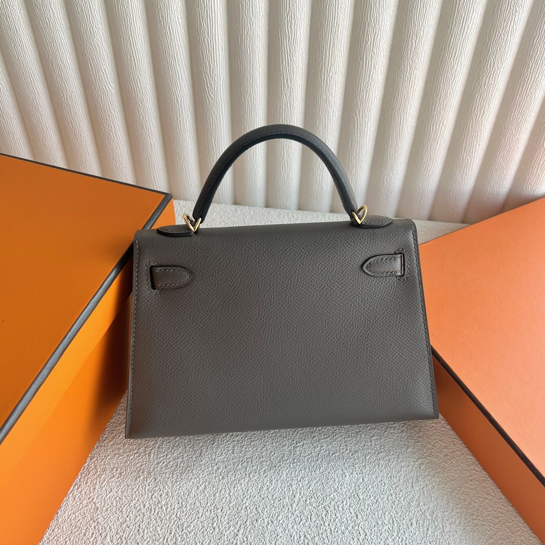 愛馬仕迷你凱莉2代價格 Hermès Kelly Mini Sellier Epsom 顏色8F Etain錫器灰 金色五金
