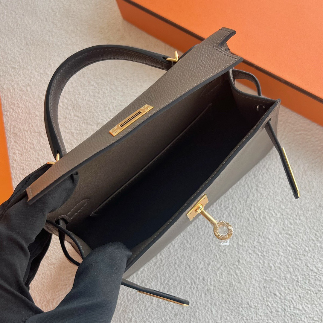 愛馬仕迷你凱莉2代價格 Hermès Kelly Mini Sellier Epsom 顏色8F Etain錫器灰 金色五金