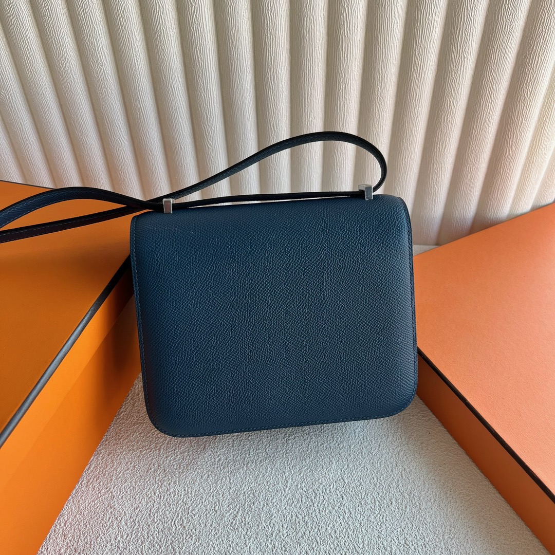 愛馬仕康康空姐包價格 Hermès Constance 18 Epsom Leather 顏色S4 Deep Bleu深邃藍配珐琅扣