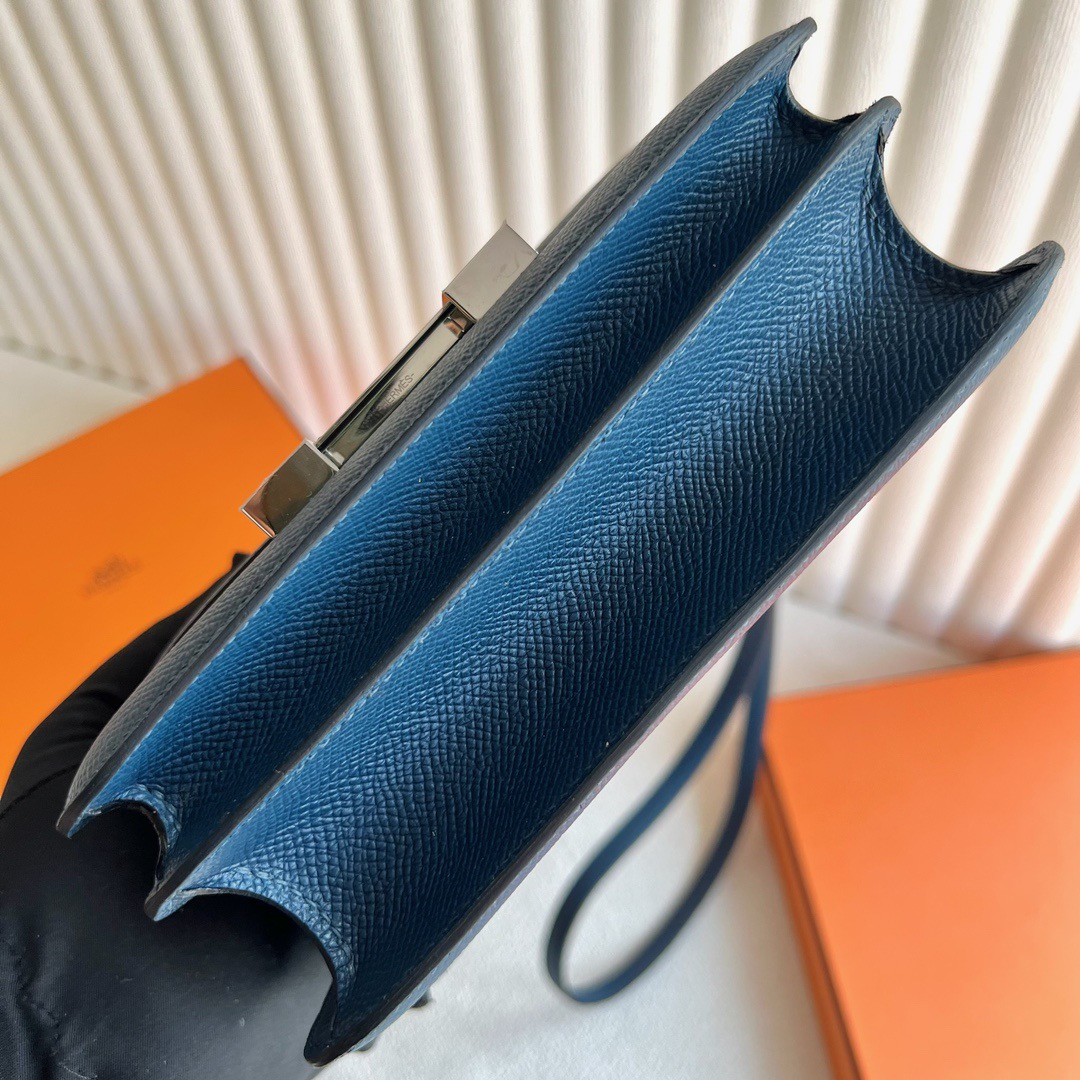 愛馬仕康康空姐包價格 Hermès Constance 18 Epsom Leather 顏色S4 Deep Bleu深邃藍配珐琅扣