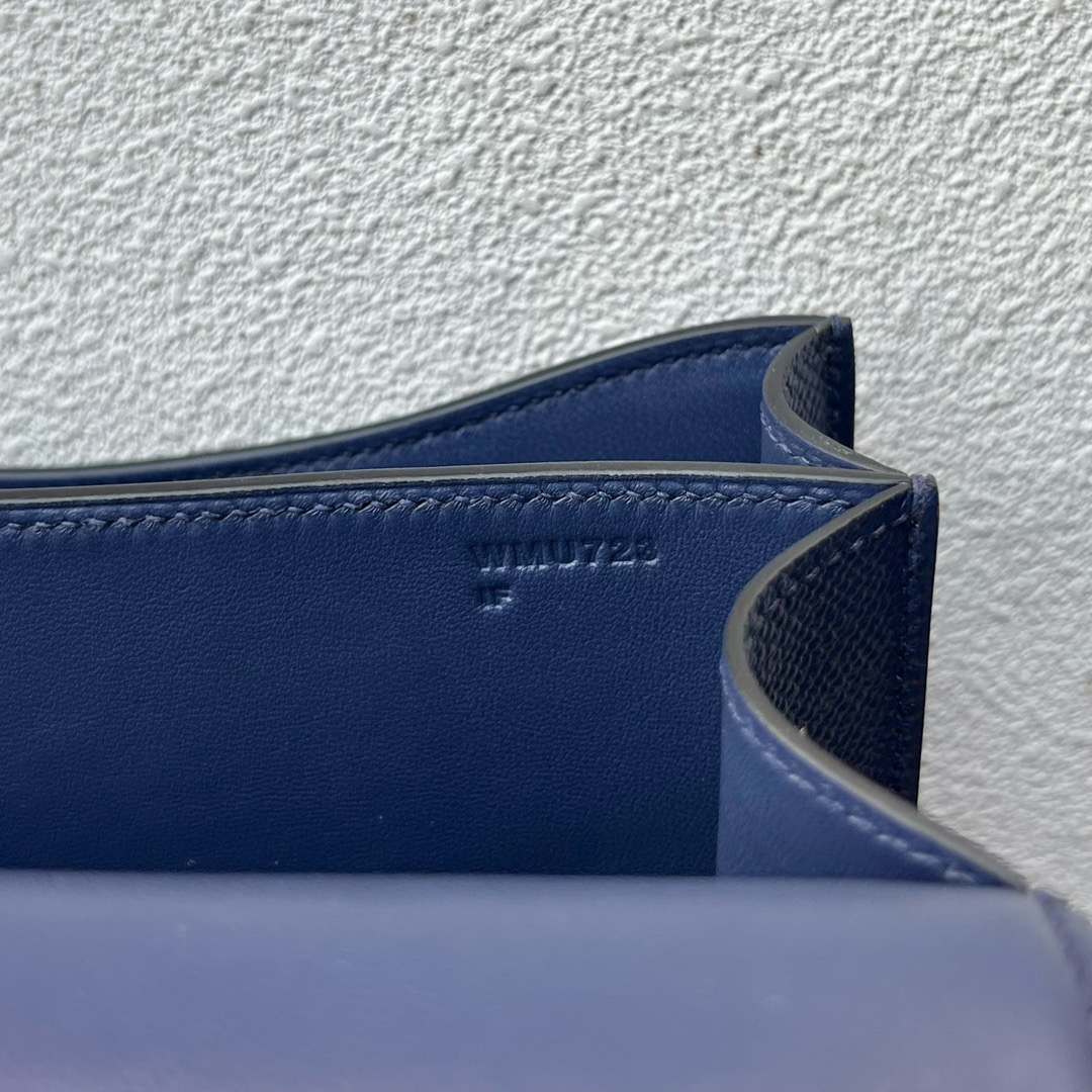 愛馬仕康康空姐包 Hermès Constance 18 Epsom Leather顏色 CK75 Bleu Sapphire寶石藍銀色五金