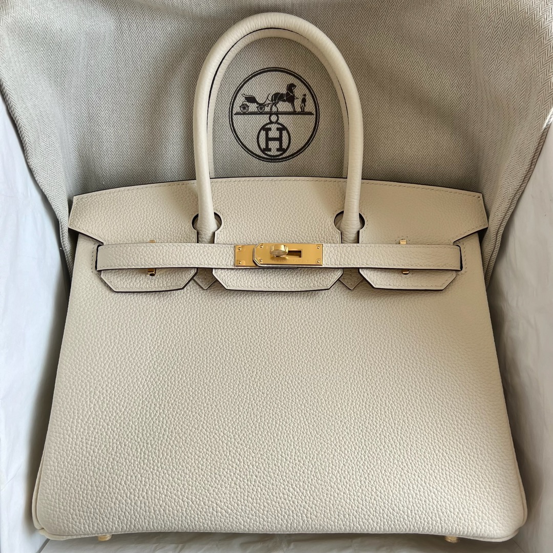 愛馬仕鉑金包多少錢一隻Hermès Birkin 30 Togo Leather 顏色I2 Nata 奶油白 金色五金