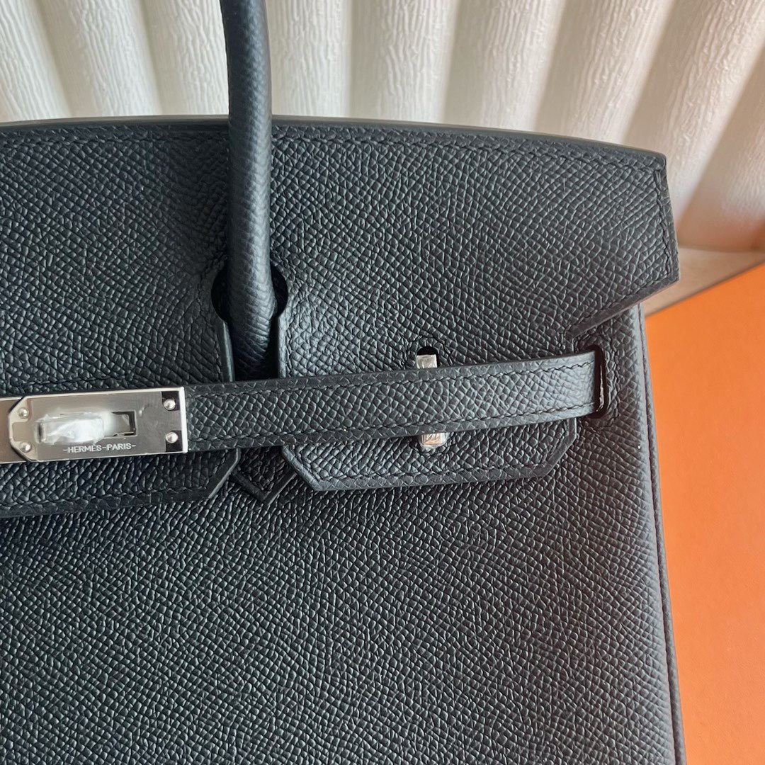 愛馬仕鉑金包配貨要配多少 Hermès Birkin 25 Epsom 黑色 銀色五金 Stamp: W