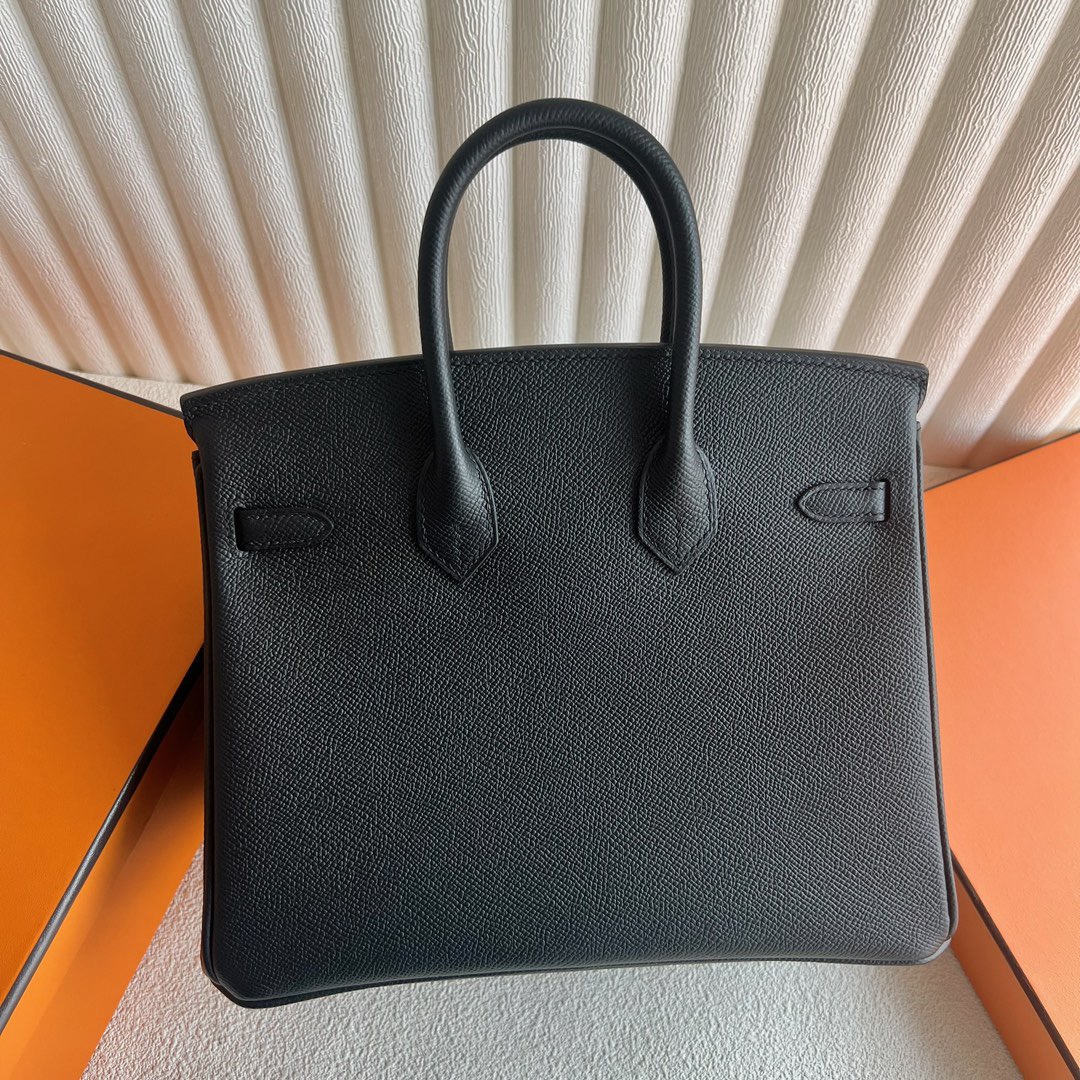 愛馬仕鉑金包配貨要配多少 Hermès Birkin 25 Epsom 黑色 銀色五金 Stamp: W