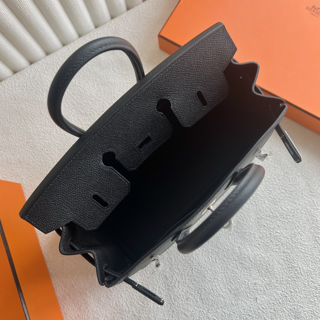 愛馬仕鉑金包配貨要配多少 Hermès Birkin 25 Epsom 黑色 銀色五金 Stamp: W