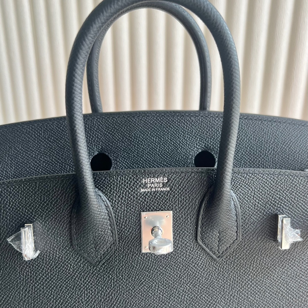 愛馬仕鉑金包配貨要配多少 Hermès Birkin 25 Epsom 黑色 銀色五金 Stamp: W