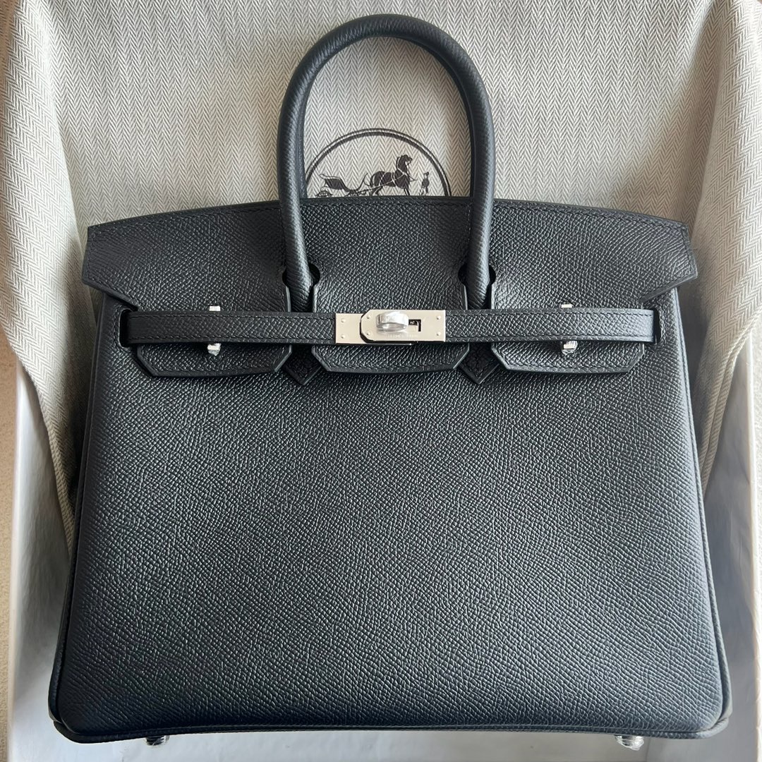 愛馬仕鉑金包配貨要配多少 Hermès Birkin 25 Epsom 黑色 銀色五金 Stamp: W