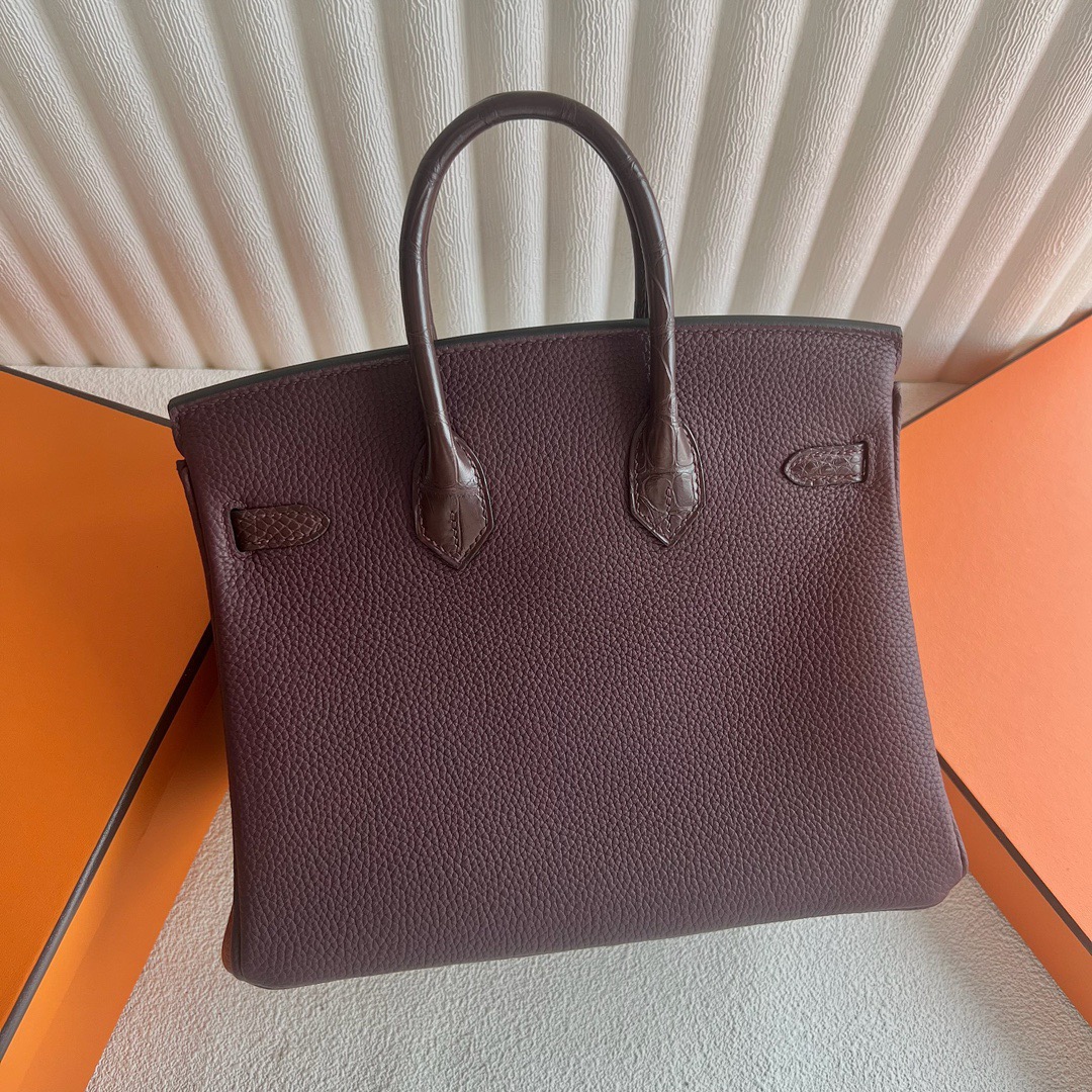 愛馬仕鉑金包25寸價格及圖片Hermès Birkin 25 Touch Togo/霧面美洲鱷魚皮Rouge Sellier馬鞍紅 金色五金