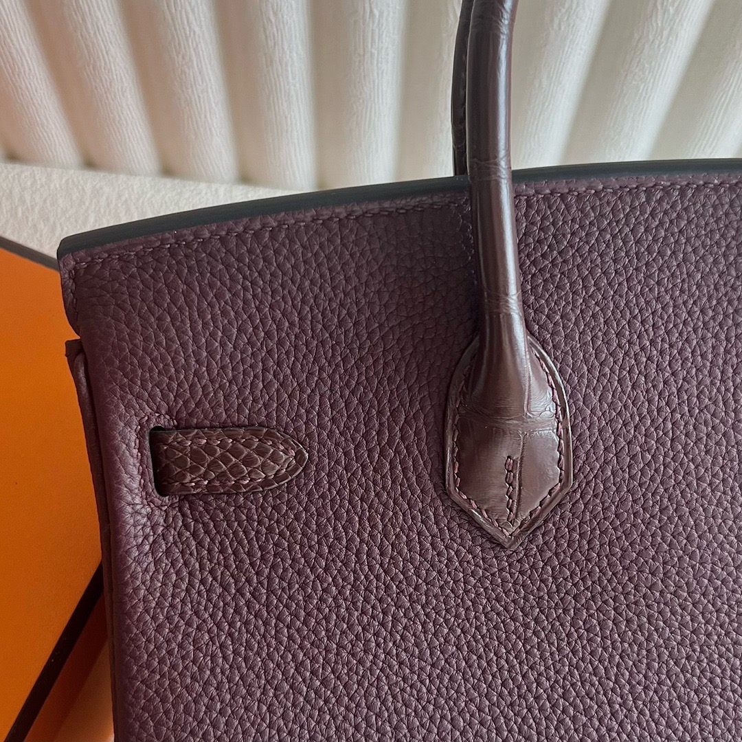 愛馬仕鉑金包25寸價格及圖片Hermès Birkin 25 Touch Togo/霧面美洲鱷魚皮Rouge Sellier馬鞍紅 金色五金