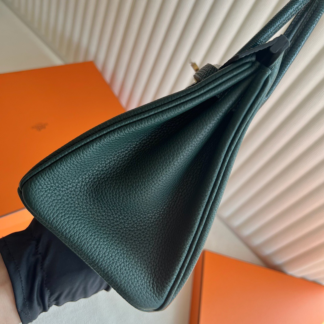 愛馬仕鉑金包價格及圖片Hermès Birkin 25 Touch Togo拼原廠南非鴕鳥皮 Vert cypres松柏綠 柏樹綠