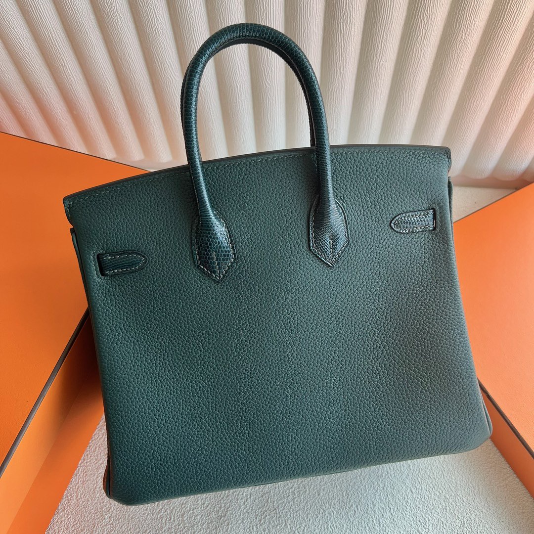 愛馬仕鉑金包價格及圖片Hermès Birkin 25 Touch Togo拼原廠南非鴕鳥皮 Vert cypres松柏綠 柏樹綠