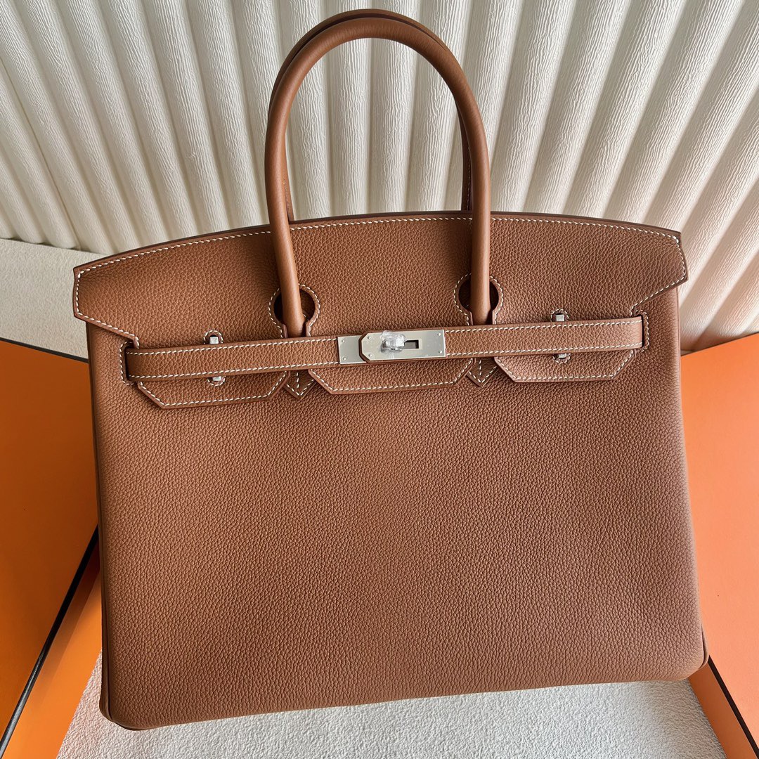 愛馬仕鉑金包35寸專櫃價格Hermès Birkin 35 Togo Leather CK37 Gold金棕色 銀色五金