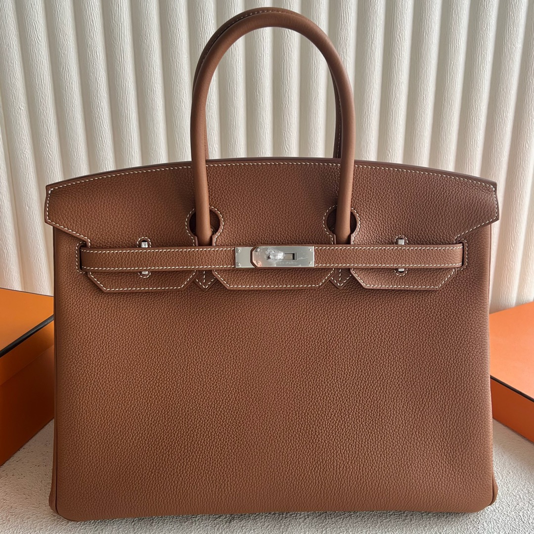 愛馬仕鉑金包35寸專櫃價格Hermès Birkin 35 Togo Leather CK37 Gold金棕色 銀色五金