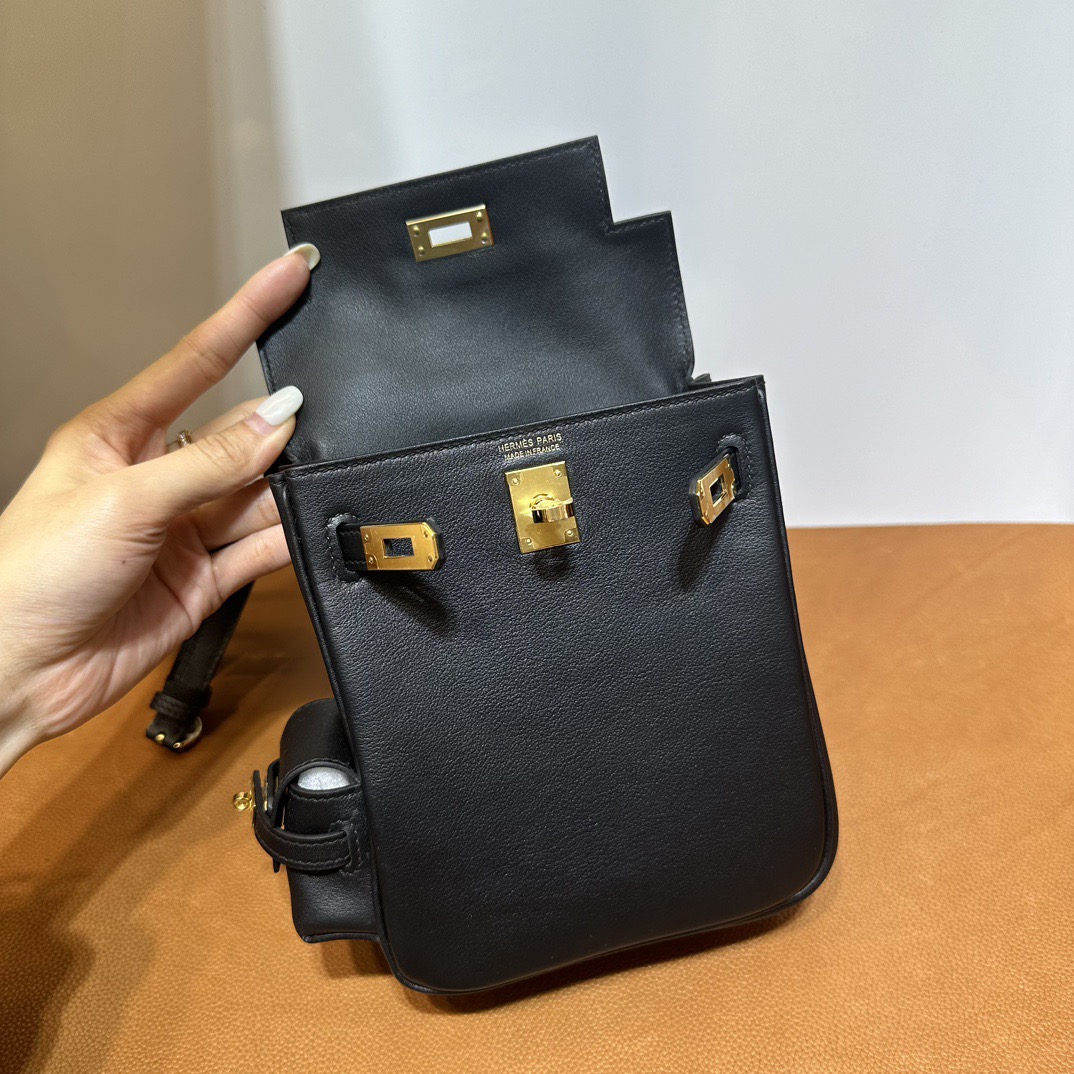 愛馬仕小背包多少錢Hermès Kelly Jump Swift Leather Nior 黑色金色五金