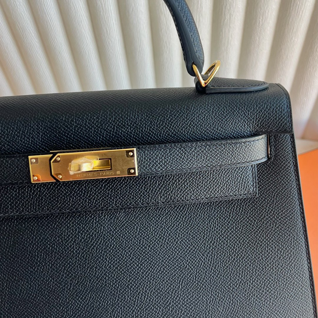 愛馬仕凱莉包28寸多少錢 Hermès Kelly 28 Epsom Noir 黑色 金色五金